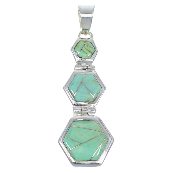 Southwest Turquoise Genuine Sterling Silver Pendant CX47233